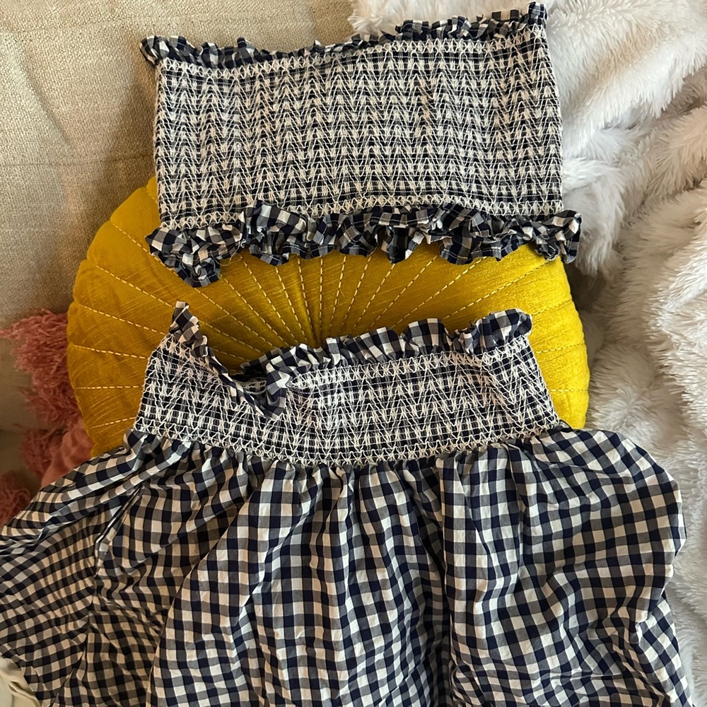 Zara set bandeau mini skirt gingham